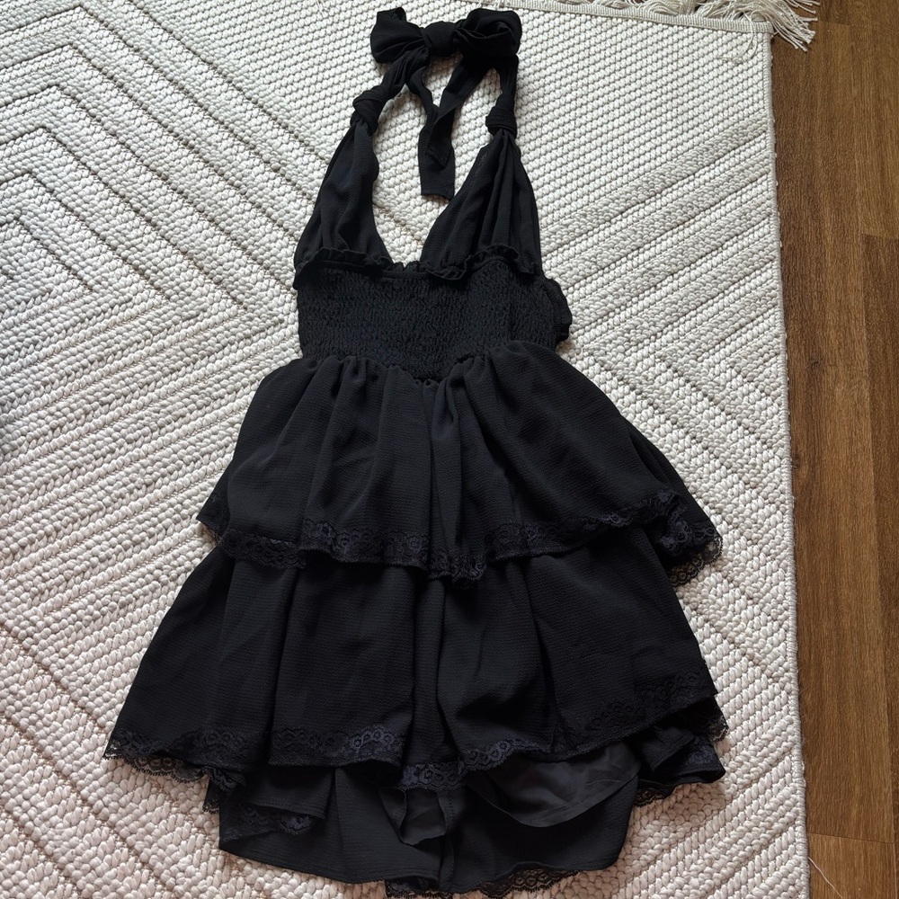 Elegant Black Halter Dress